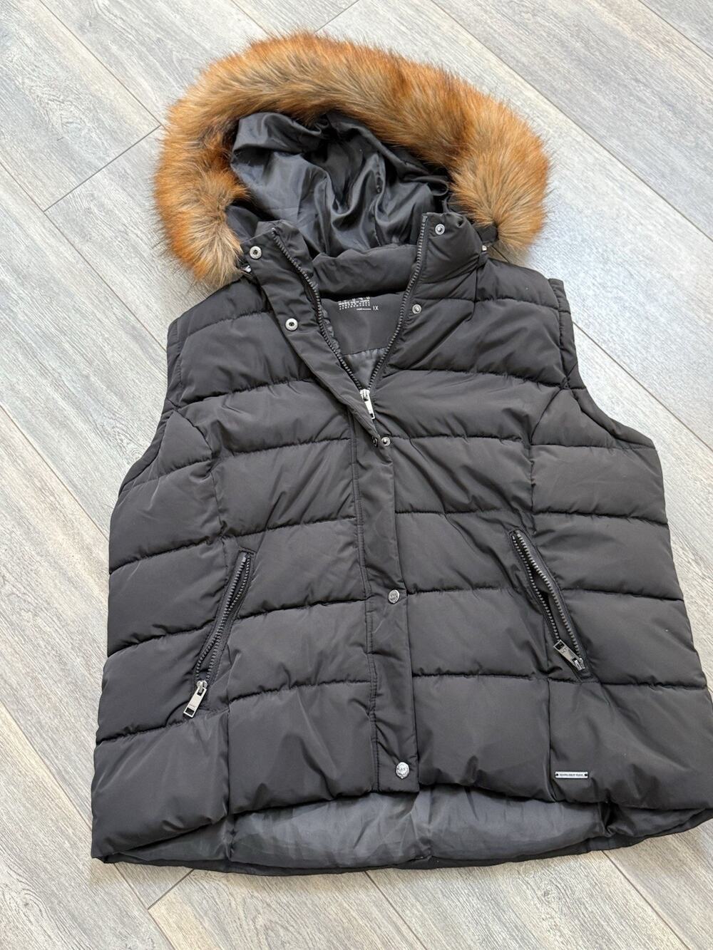 Marc New York MNY Faux Fur Hooded Puffer Vest Womens Black Performance Size 1X